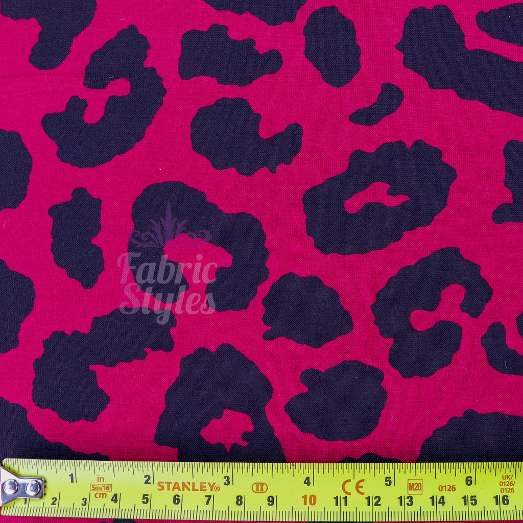 Wine Leopard Viscose Elastane Fabric