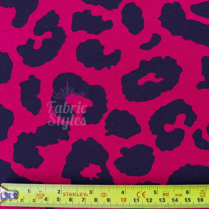 Wine Leopard Viscose Elastane Fabric
