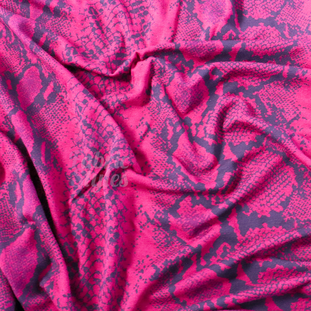 Wine Snake Viscose Elastane Fabric
