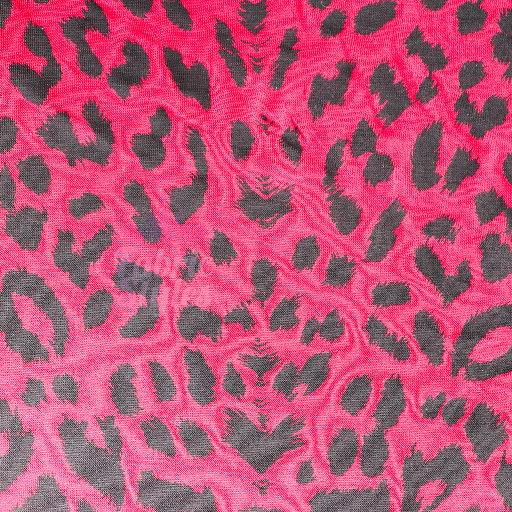 Red Leopard Viscose Elastane Fabric