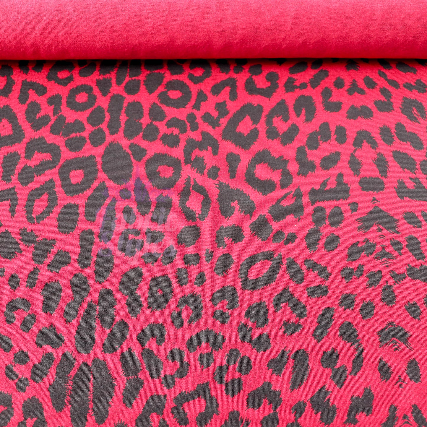 Red Leopard Viscose Elastane Fabric