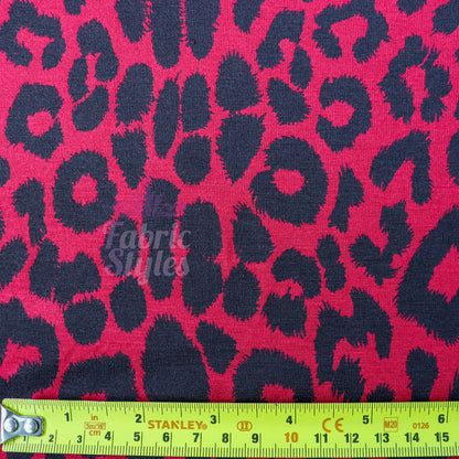 Red Leopard Viscose Elastane Fabric