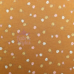 Mustard Ditsy Small Flowers Viscose Elastane Fabric