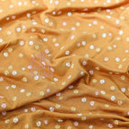 Mustard Ditsy Small Flowers Viscose Elastane Fabric
