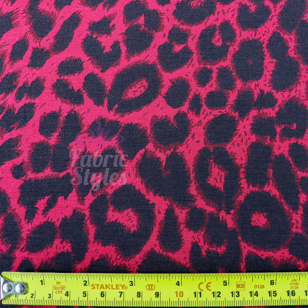 Red Leopard Viscose Elastane Fabric