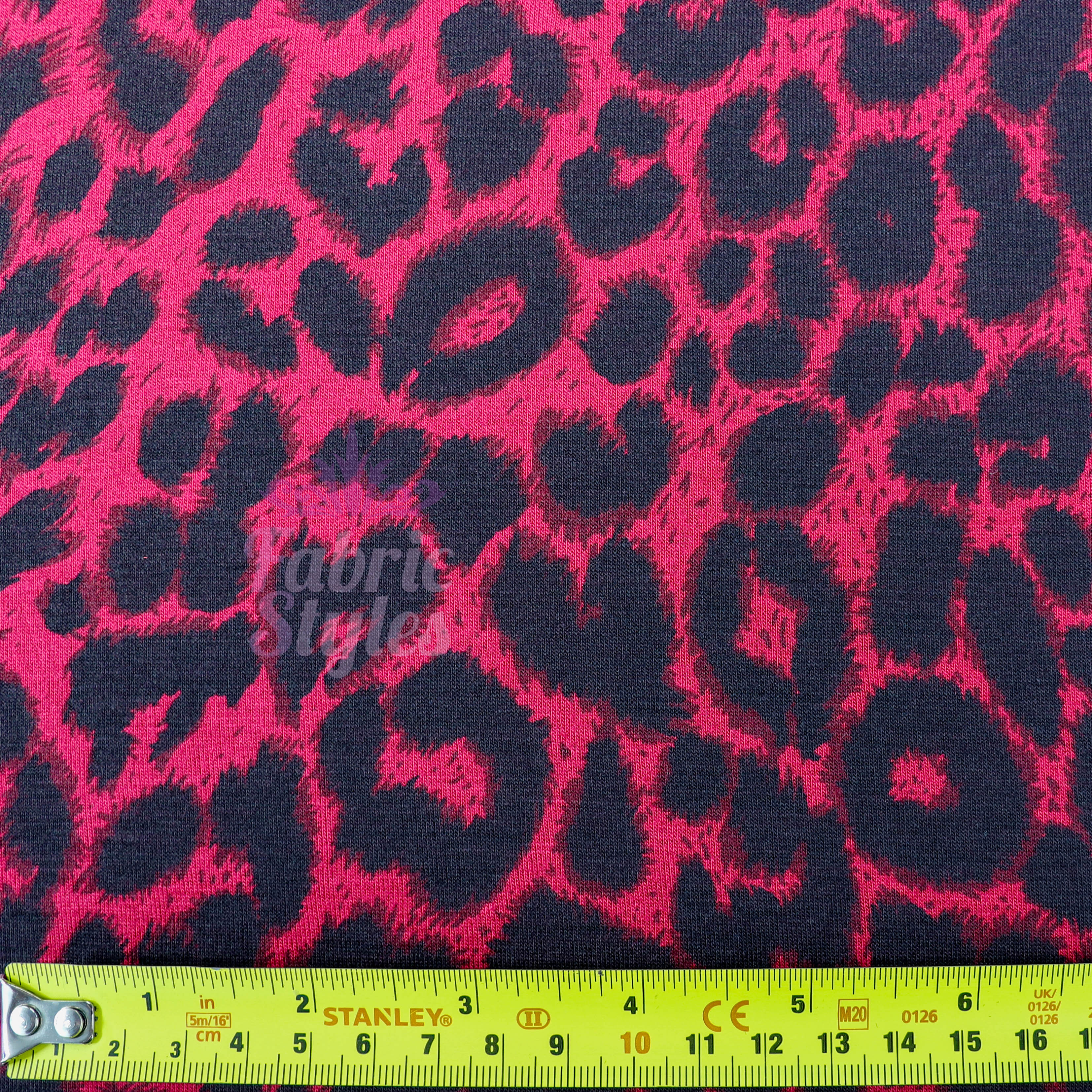 Red Leopard Viscose Elastane Fabric
