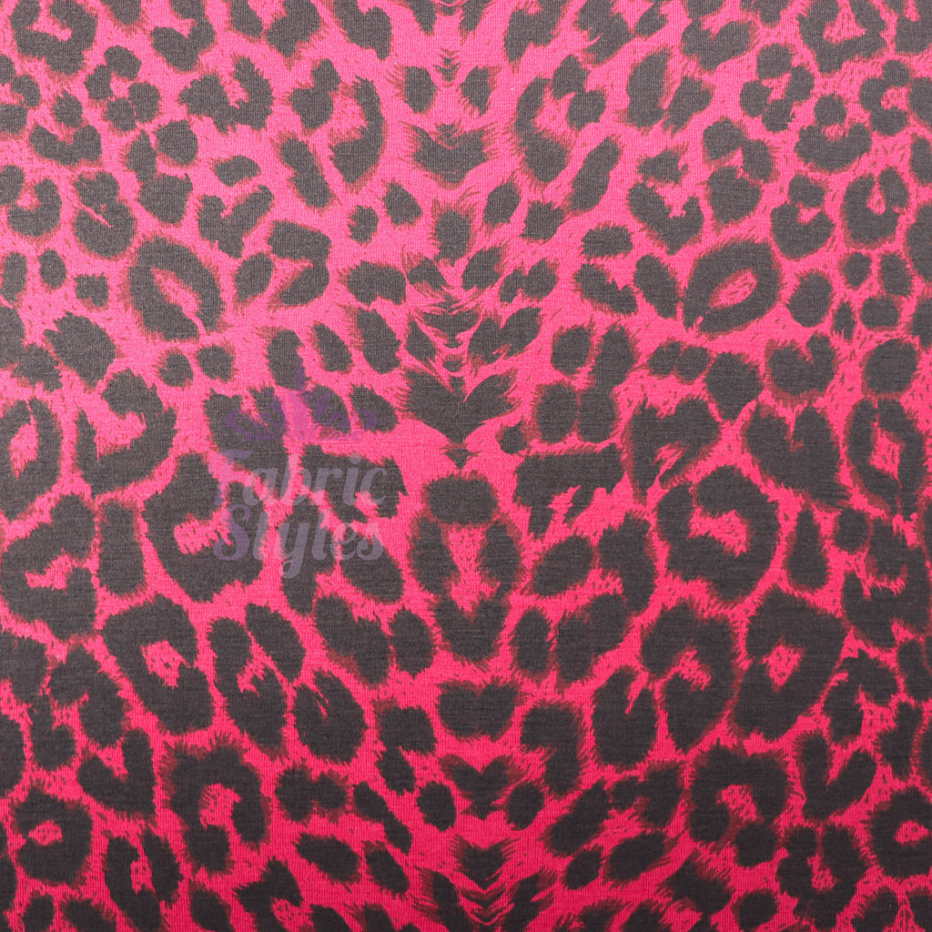 Red Leopard Viscose Elastane Fabric
