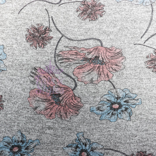 Blue Pink Floral Loungewear Fabric