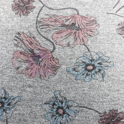Blue Pink Floral Loungewear Fabric