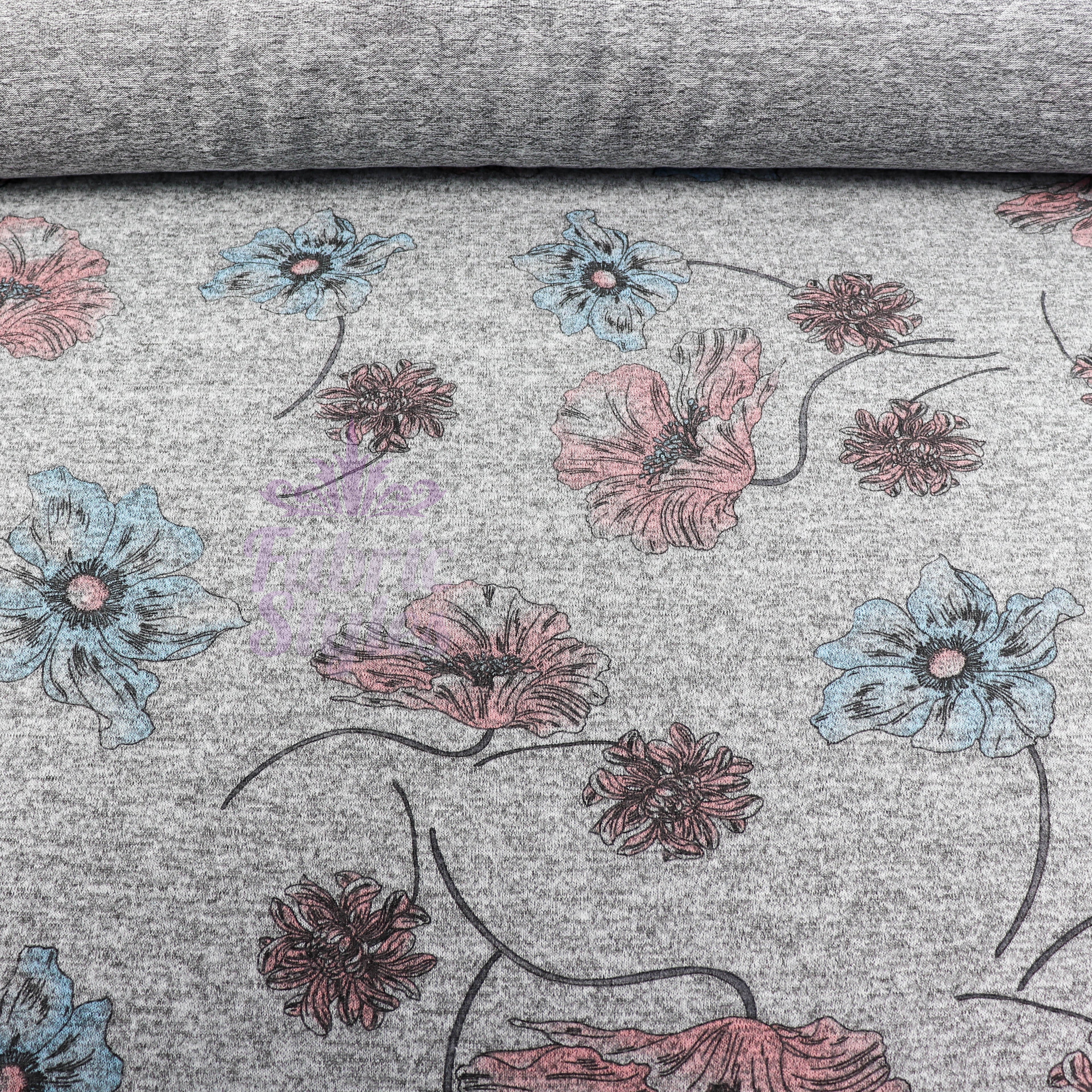 Blue Pink Floral Loungewear Fabric
