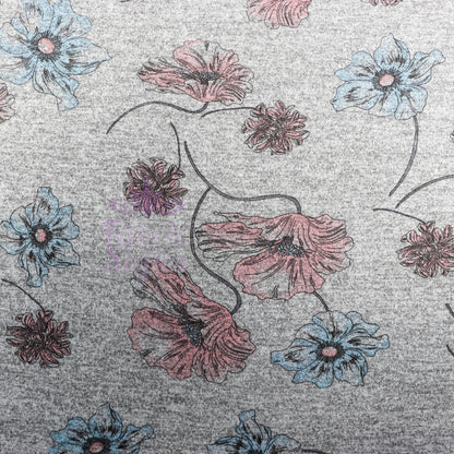 Blue Pink Floral Loungewear Fabric