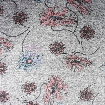 Blue Pink Floral Loungewear Fabric