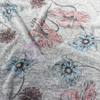 Blue Pink Floral Loungewear Fabric