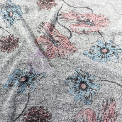 Blue Pink Floral Loungewear Fabric