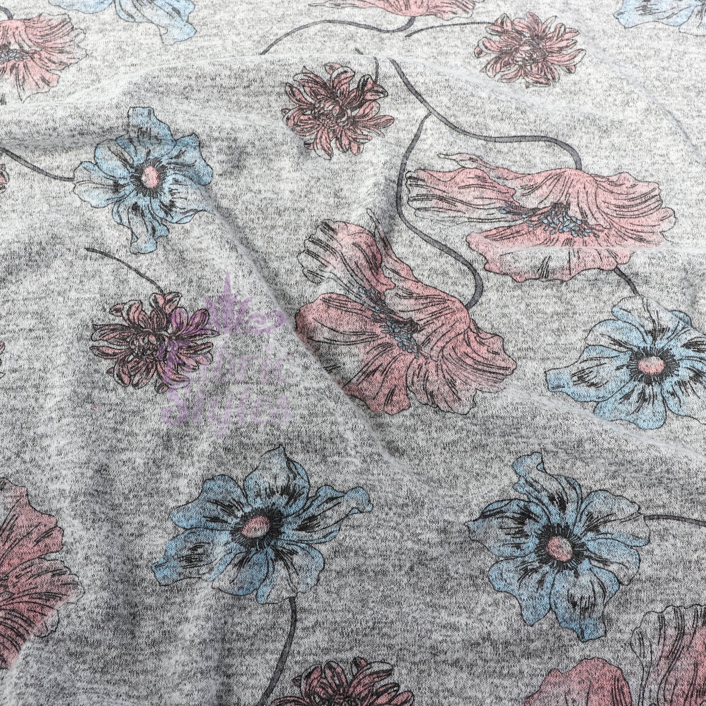 Blue Pink Floral Loungewear Fabric