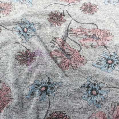 Blue Pink Floral Loungewear Fabric