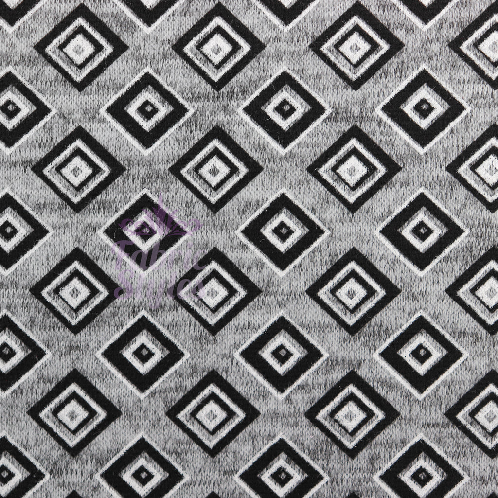 Geometric Squares Grey Loungewear Fabric