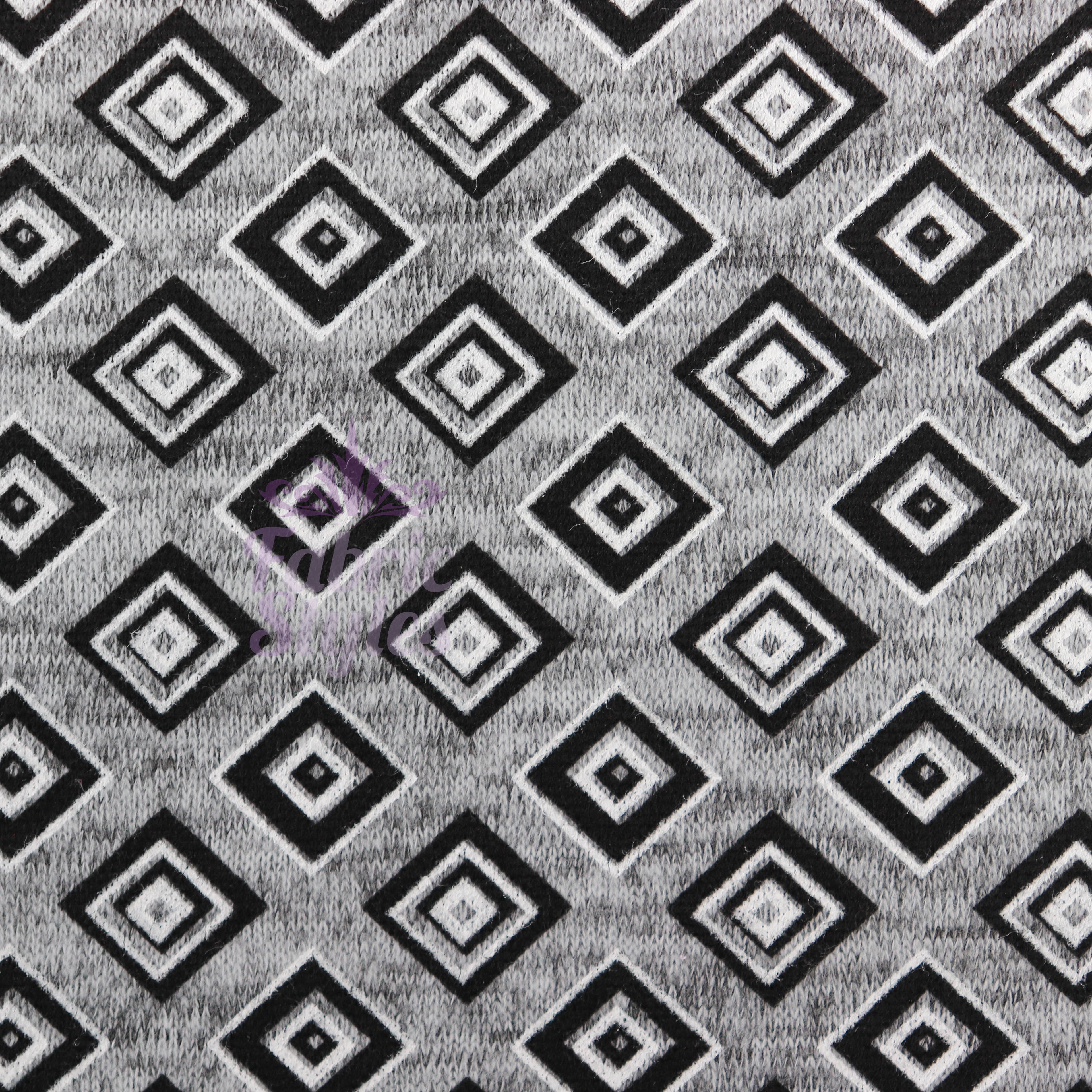 Geometric Squares Grey Loungewear Fabric