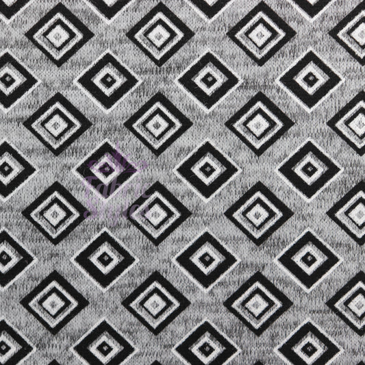 Geometric Squares Grey Loungewear Fabric