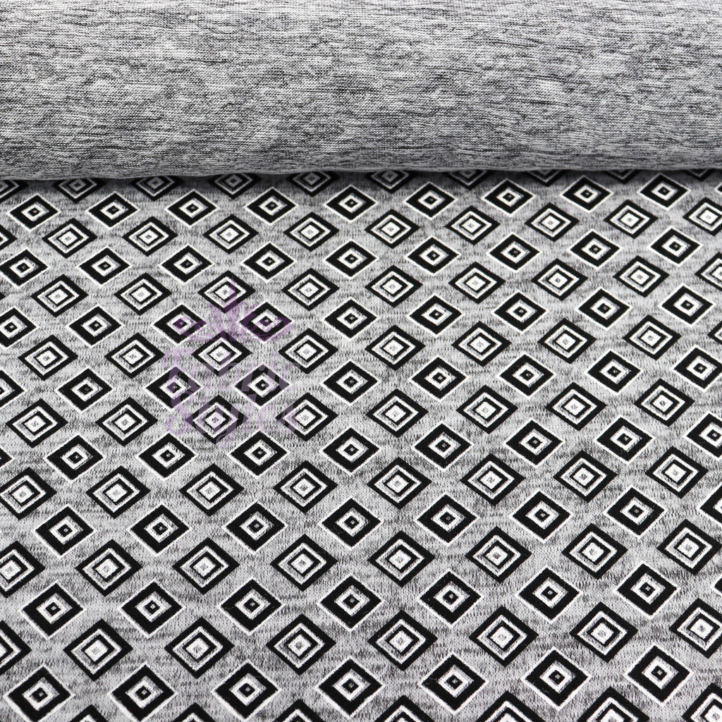 Geometric Squares Grey Loungewear Fabric
