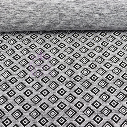 Geometric Squares Grey Loungewear Fabric