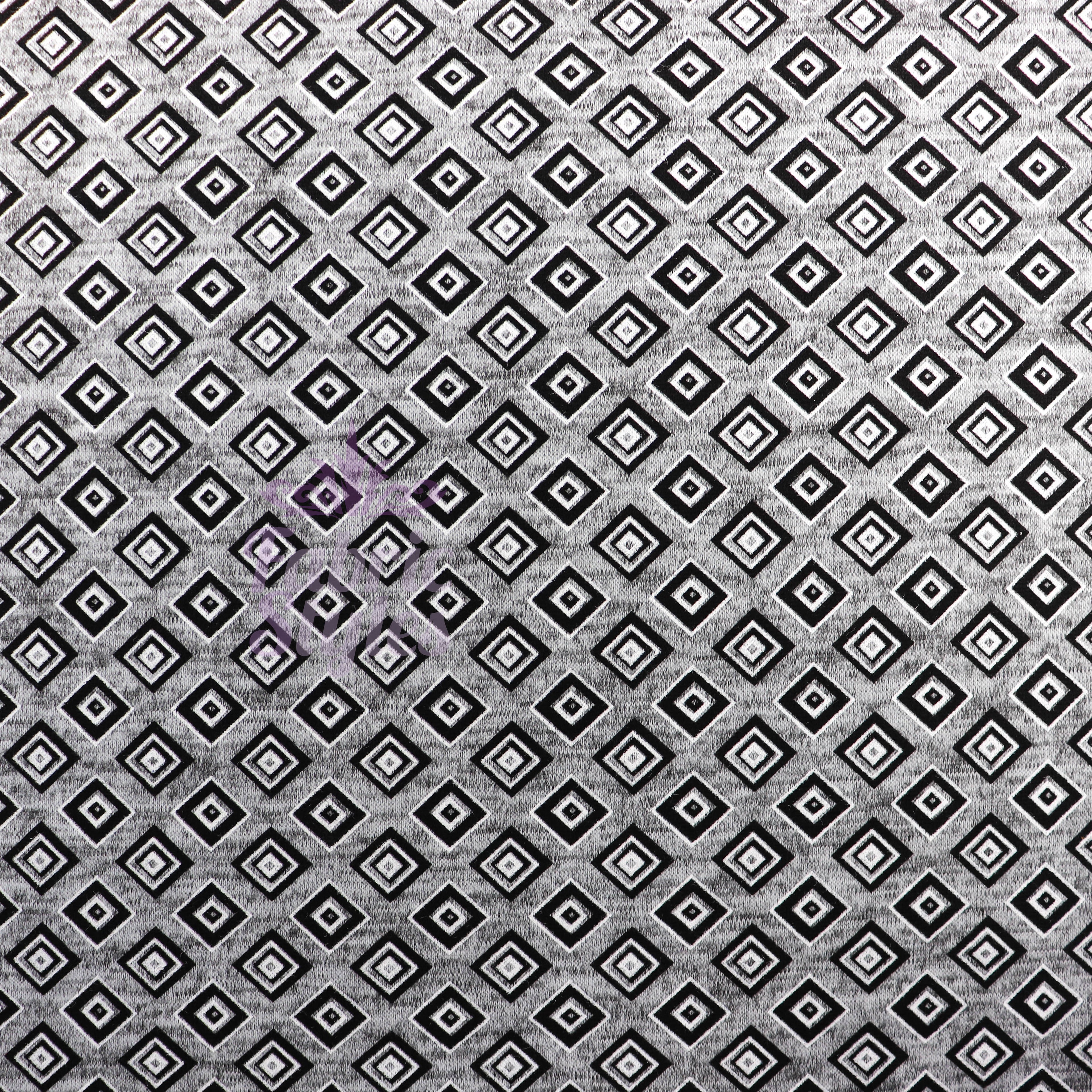 Geometric Squares Grey Loungewear Fabric