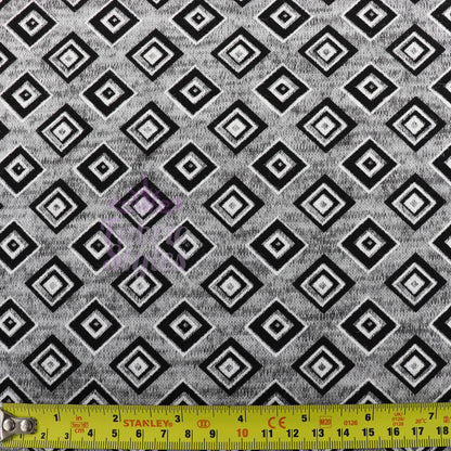 Geometric Squares Grey Loungewear Fabric