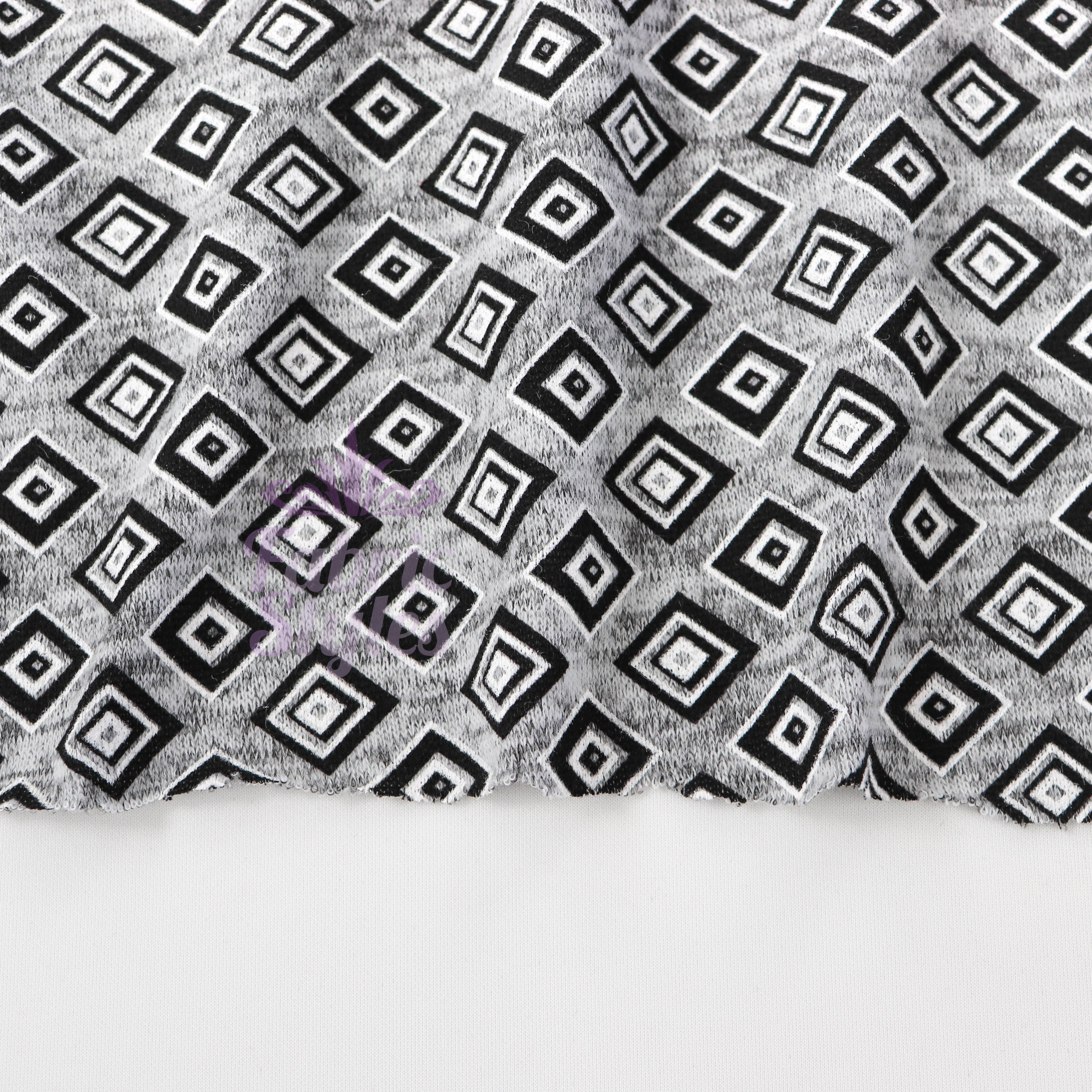 Geometric Squares Grey Loungewear Fabric