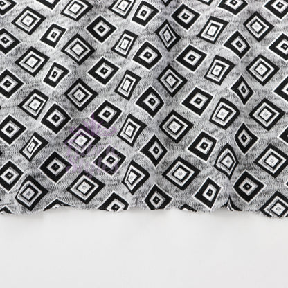 Geometric Squares Grey Loungewear Fabric