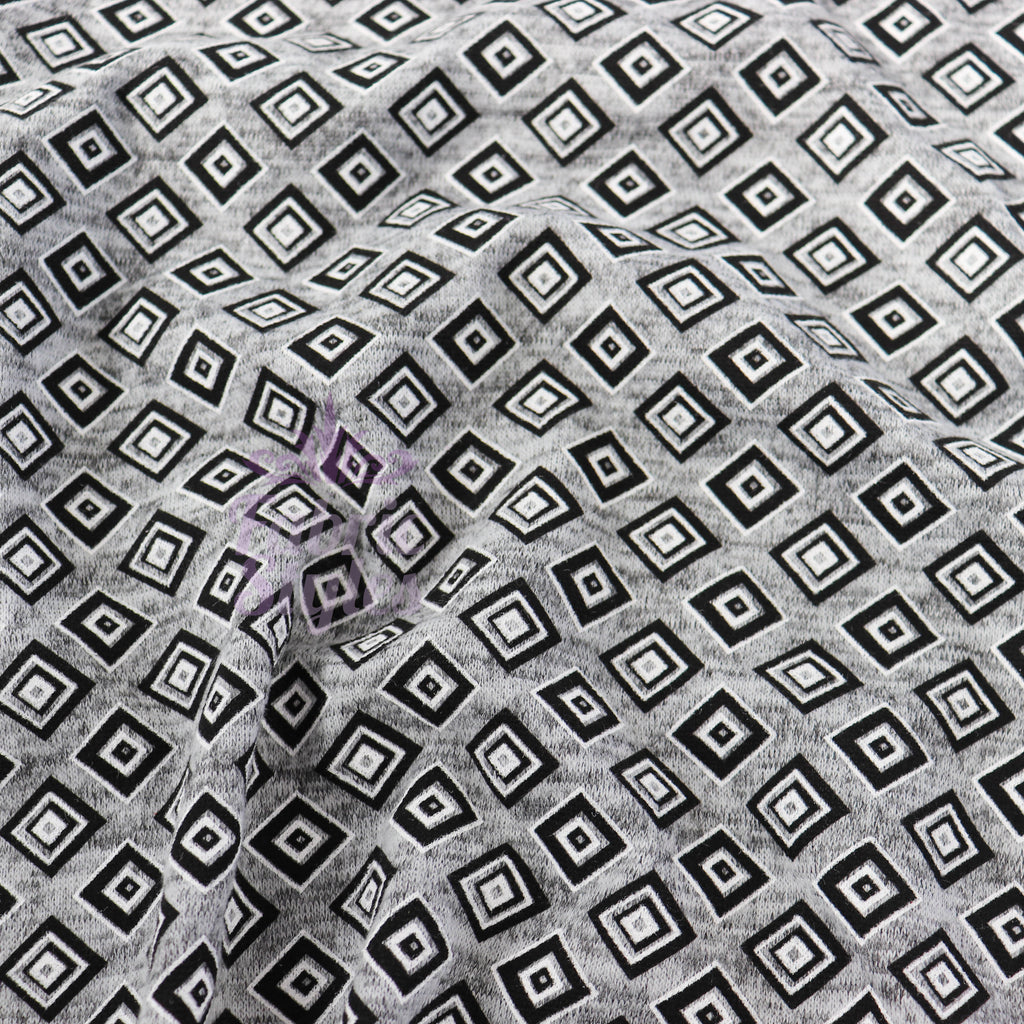 Geometric Squares Grey Loungewear Fabric