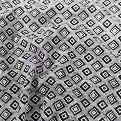 Geometric Squares Grey Loungewear Fabric