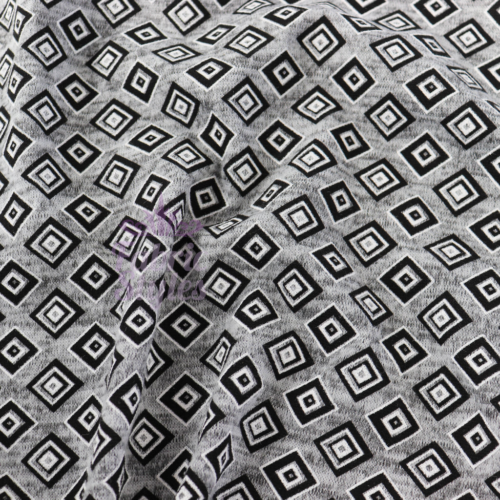 Geometric Squares Grey Loungewear Fabric