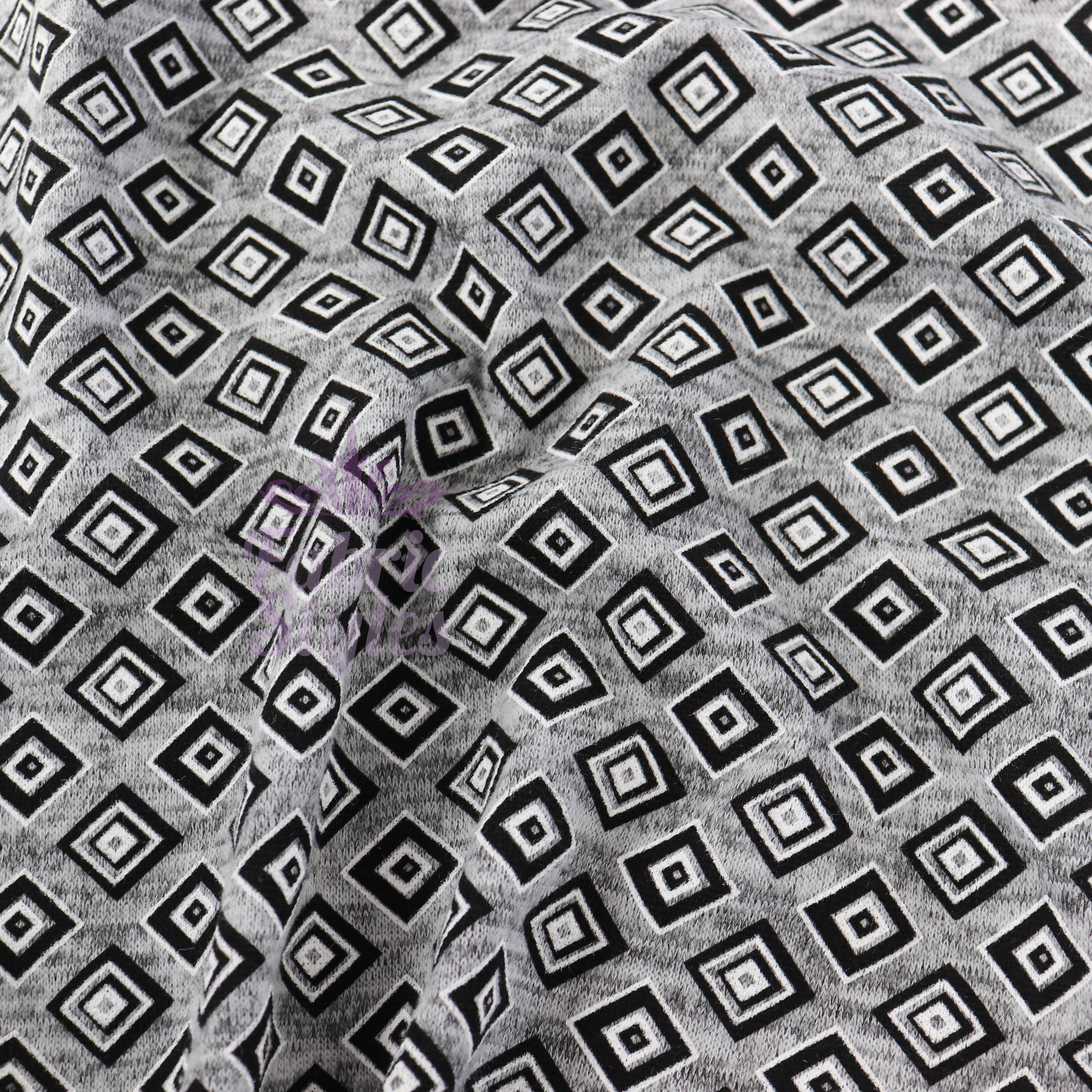 Geometric Squares Grey Loungewear Fabric