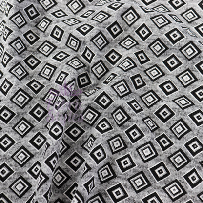 Geometric Squares Grey Loungewear Fabric