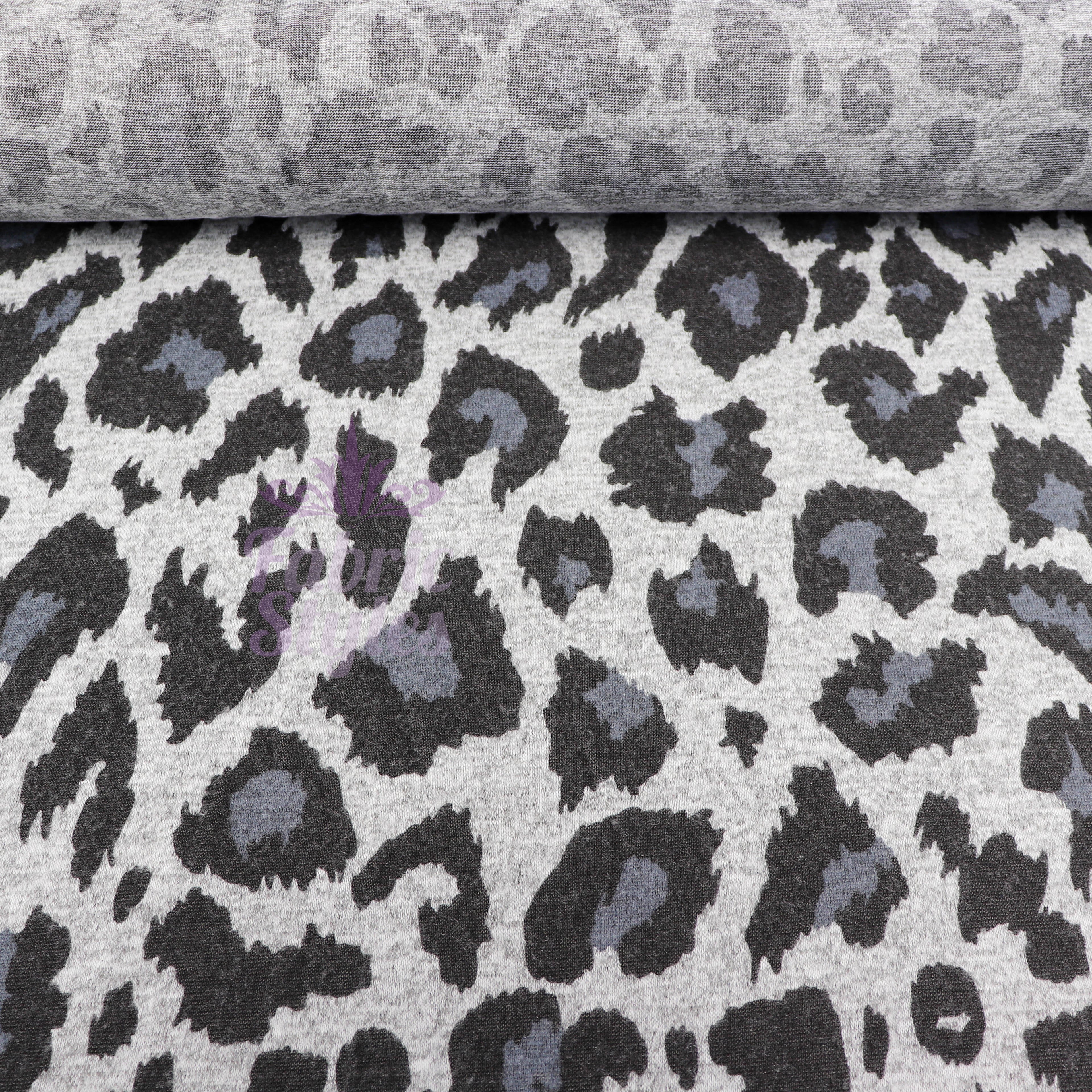 Grey Leopard Animal Loungewear Fabric