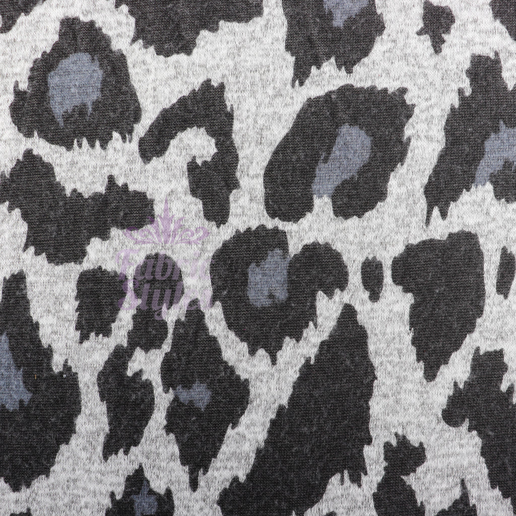 Grey Leopard Animal Loungewear Fabric