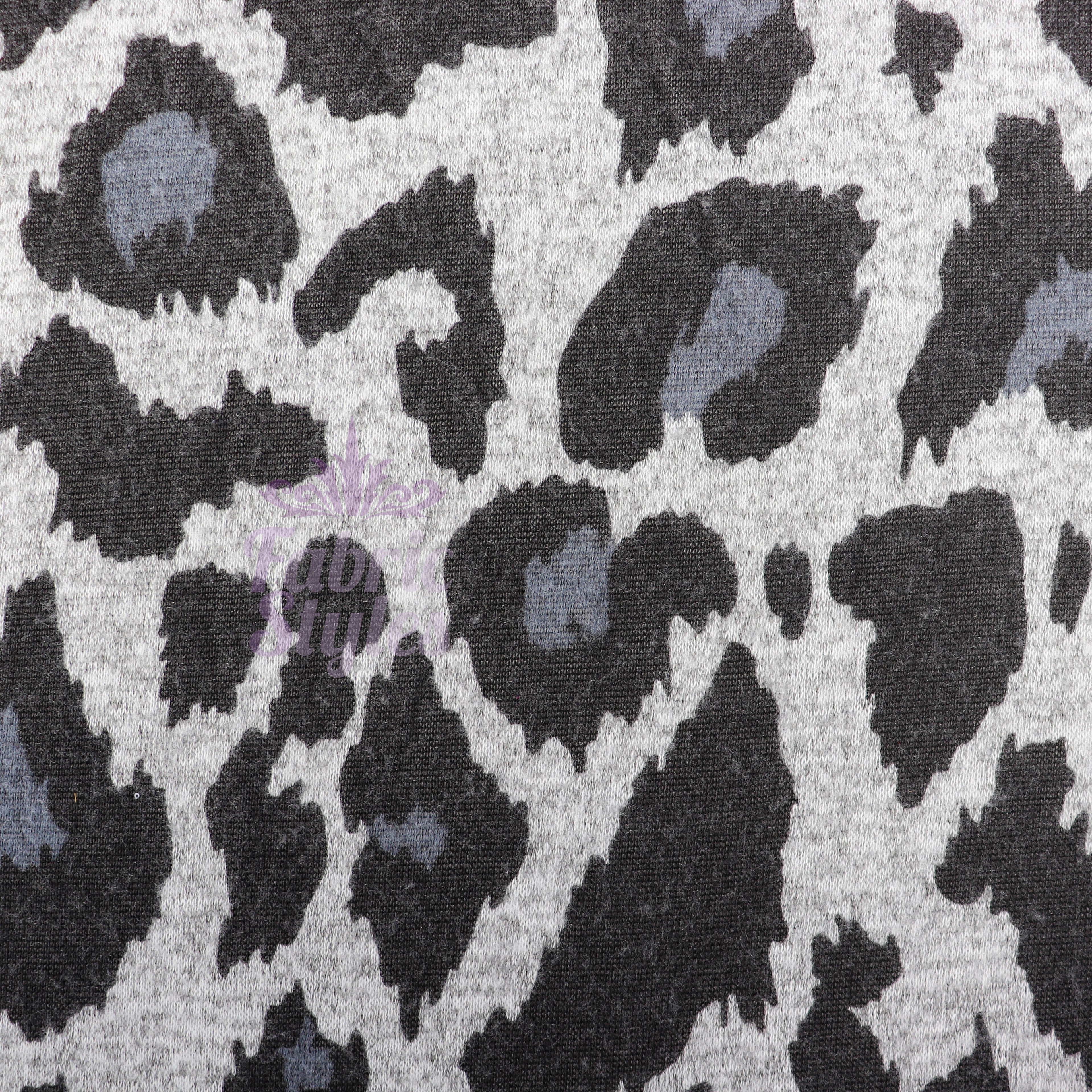 Grey Leopard Animal Loungewear Fabric