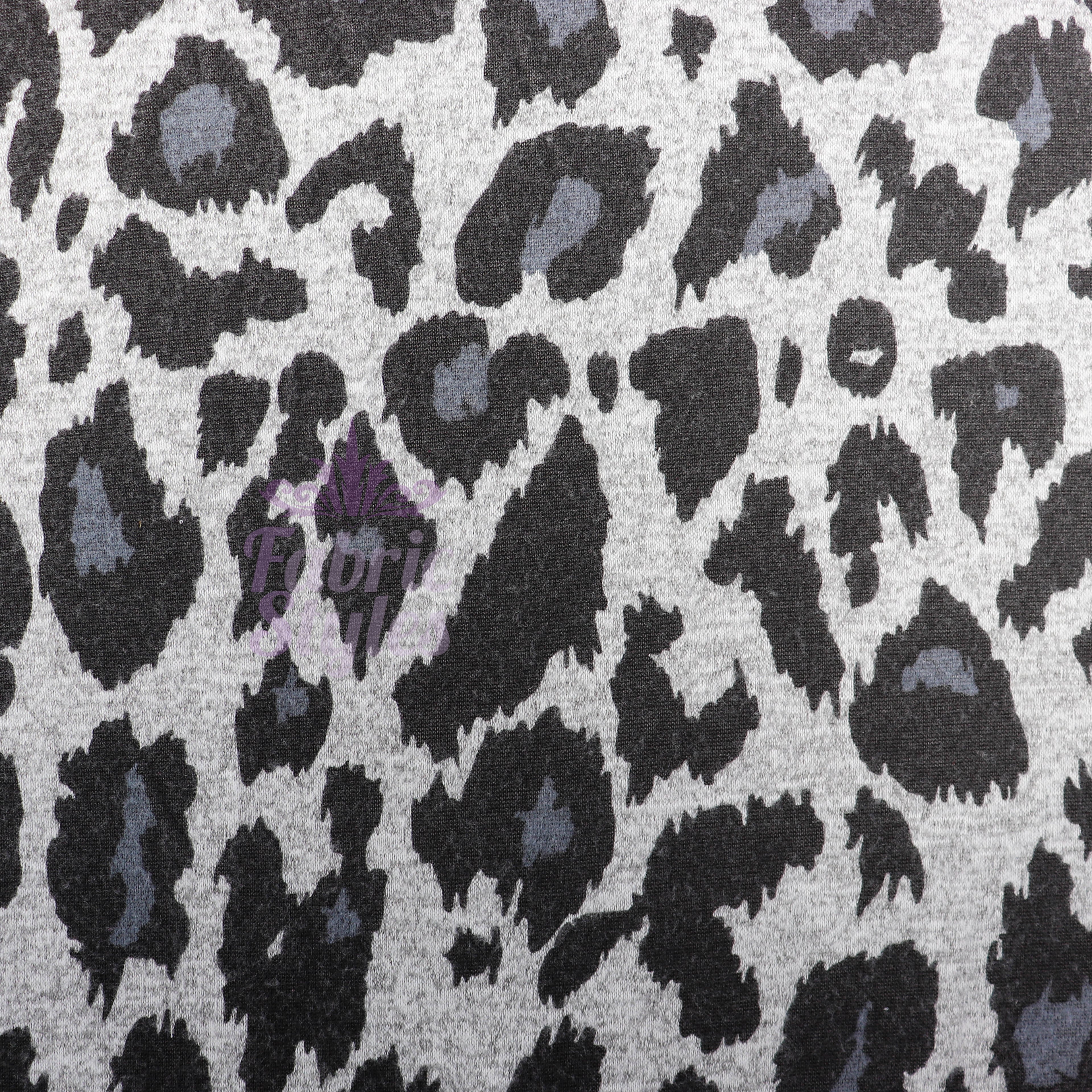 Grey Leopard Animal Loungewear Fabric