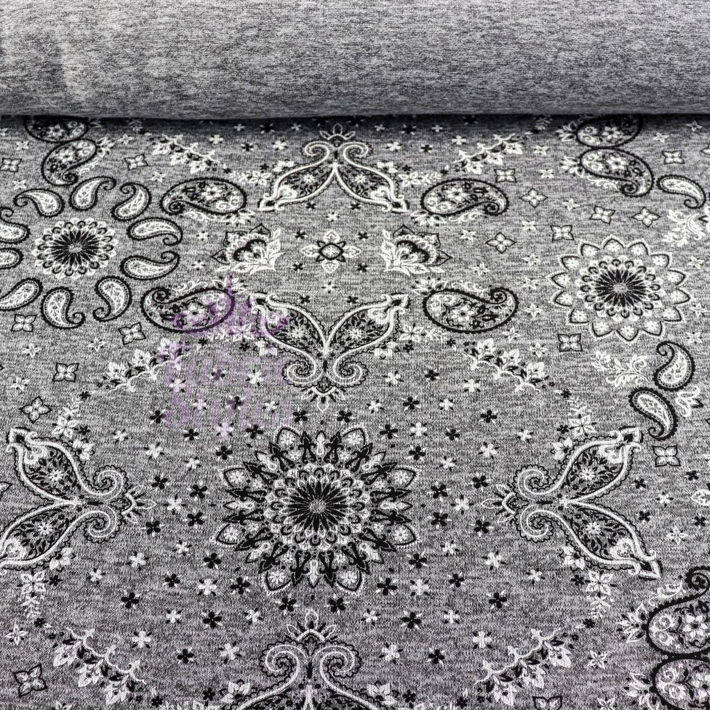 Paisley Grey Black Loungewear Fabric