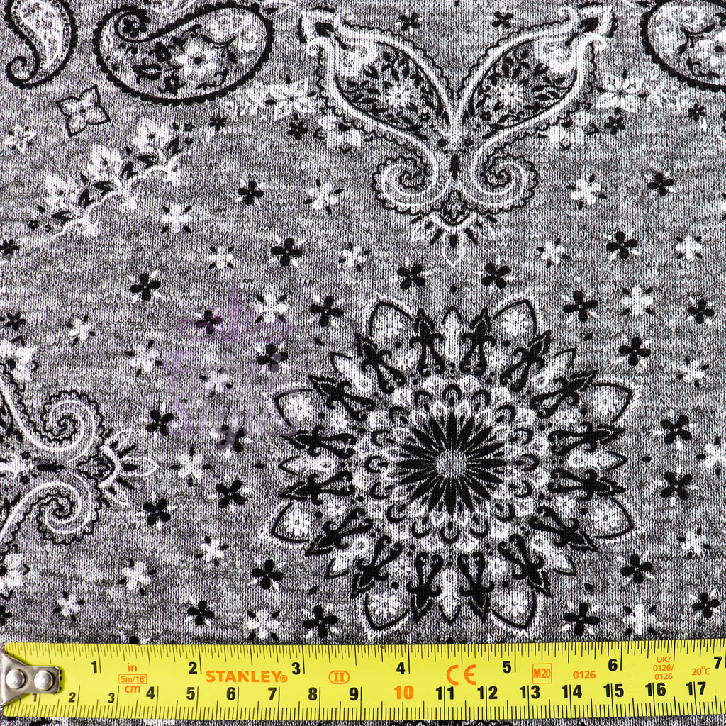 Paisley Grey Black Loungewear Fabric