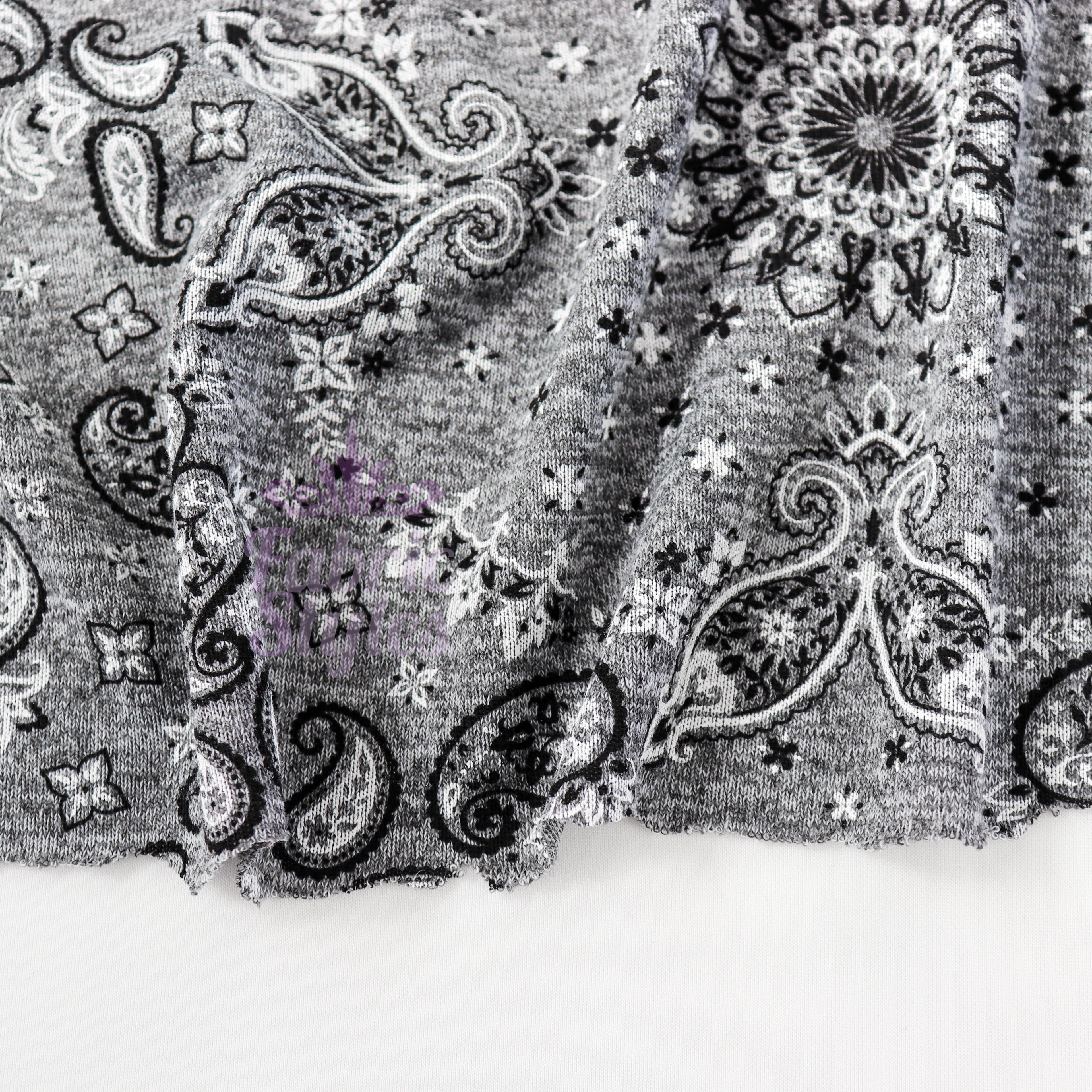 Paisley Grey Black Loungewear Fabric