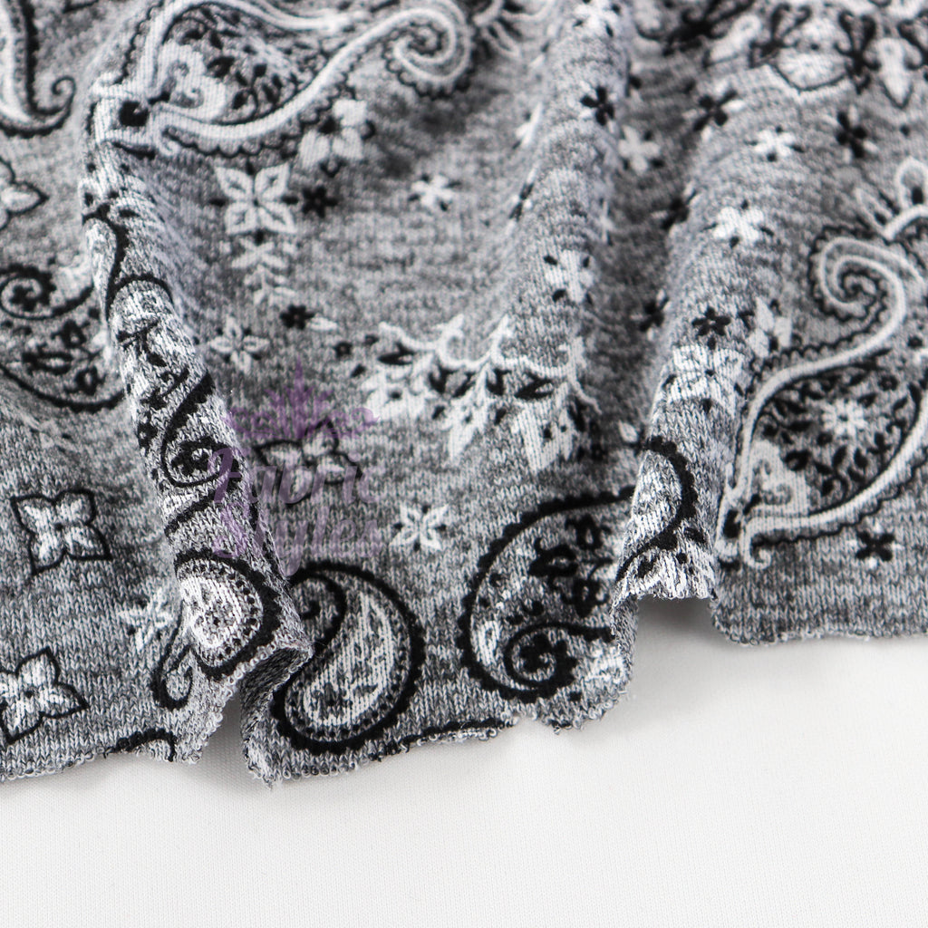 Paisley Grey Black Loungewear Fabric