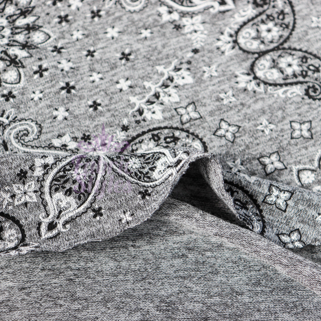 Paisley Grey Black Loungewear Fabric