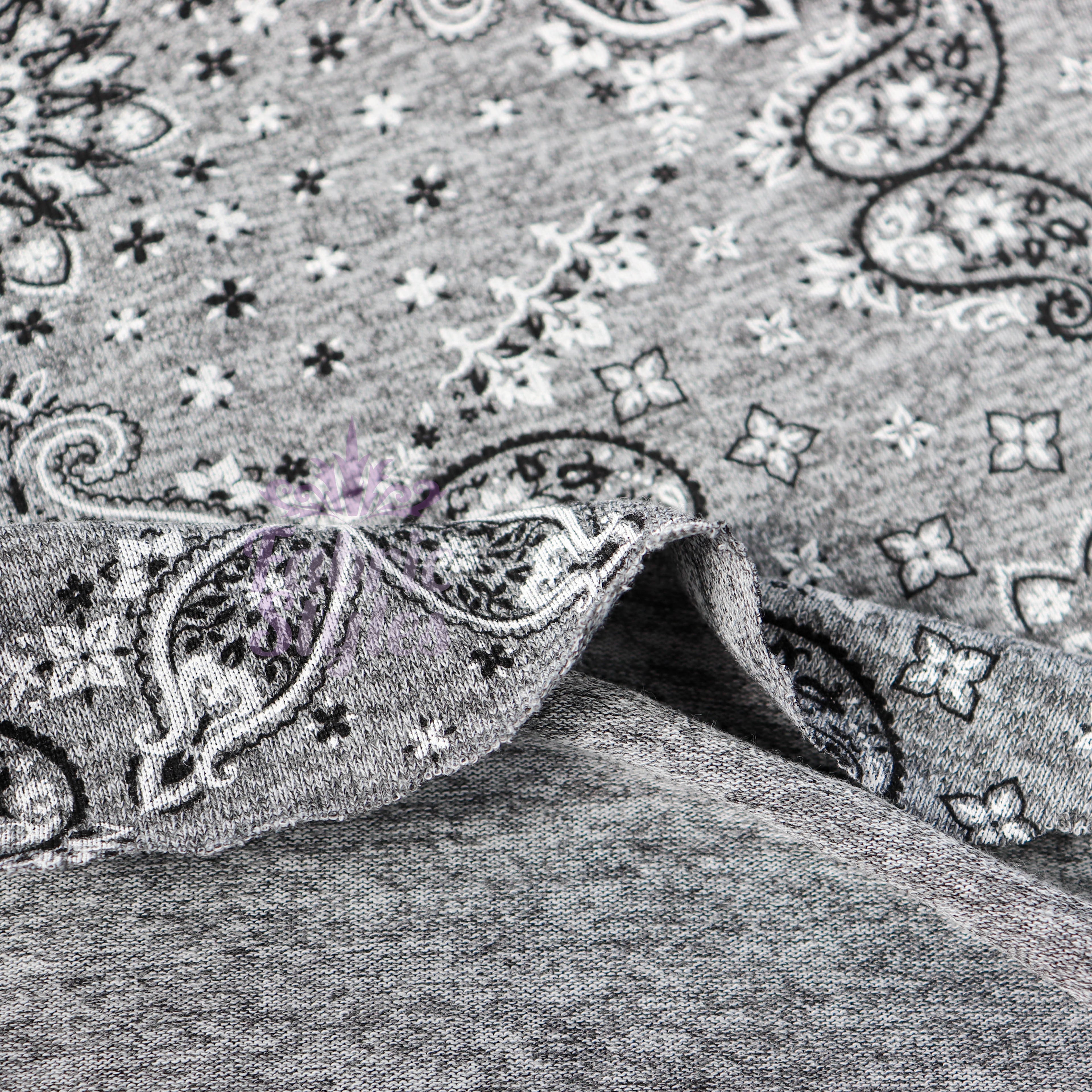 Paisley Grey Black Loungewear Fabric