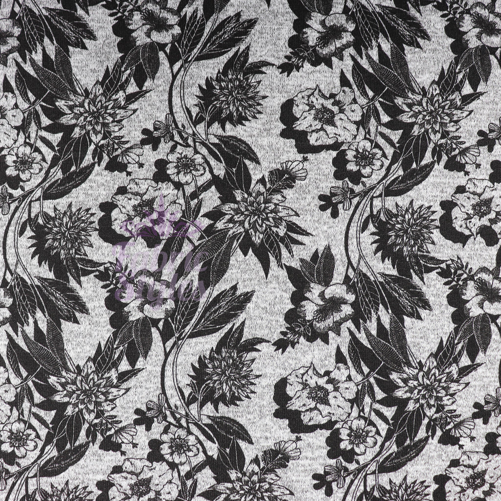 Black Floral Loungewear Fabric