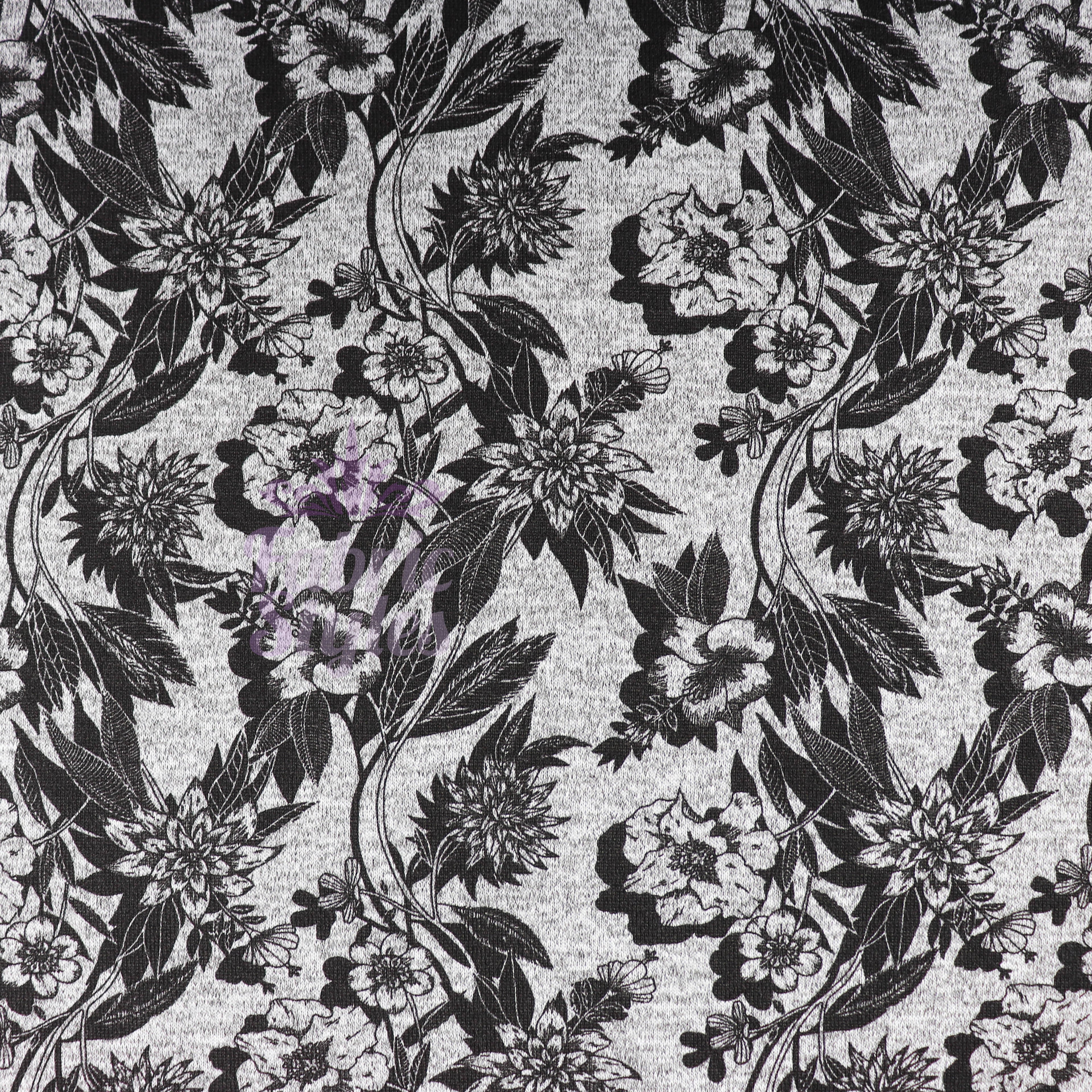 Black Floral Loungewear Fabric