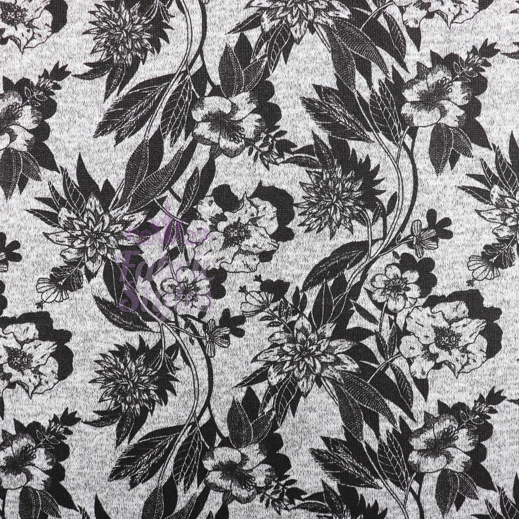 Black Floral Loungewear Fabric