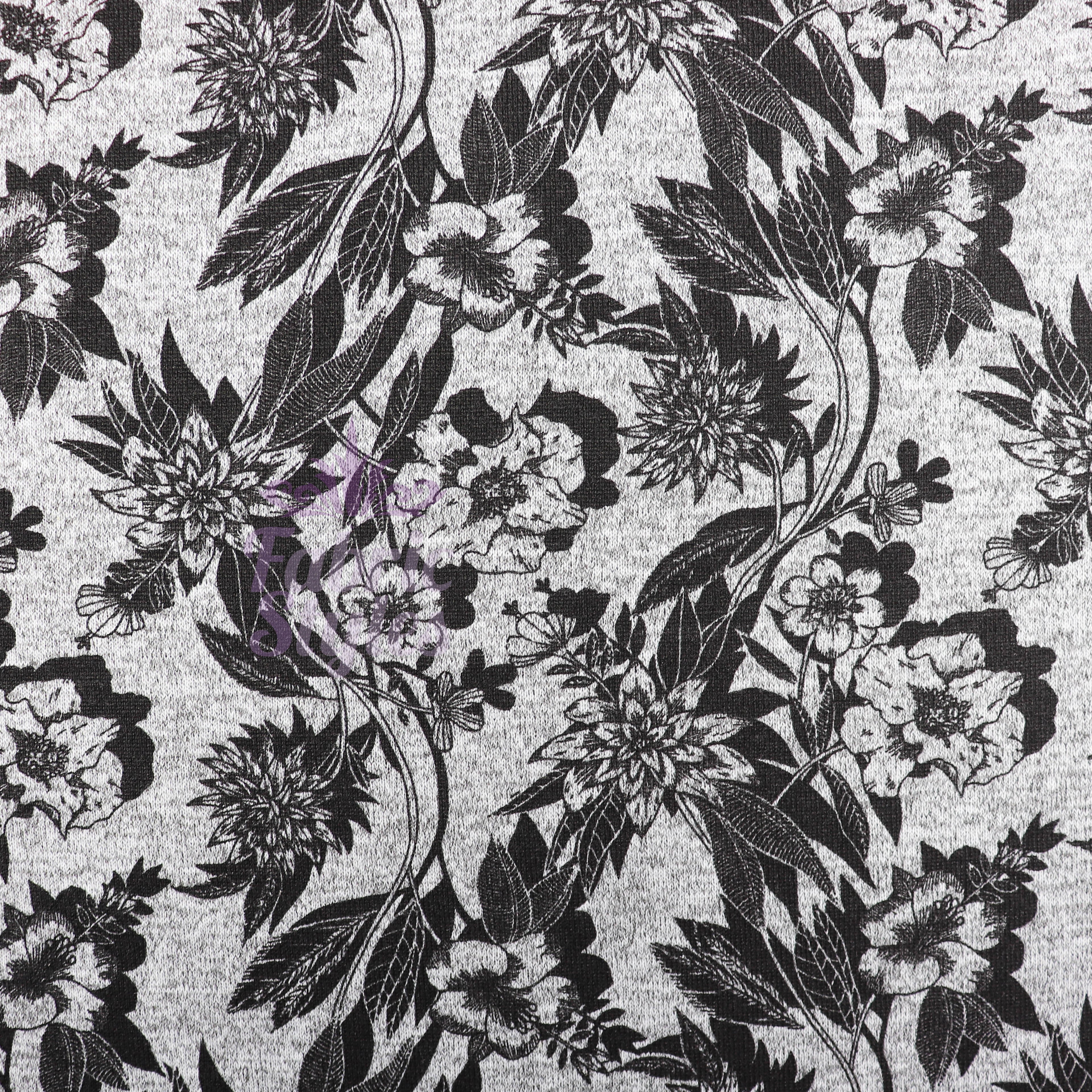 Black Floral Loungewear Fabric