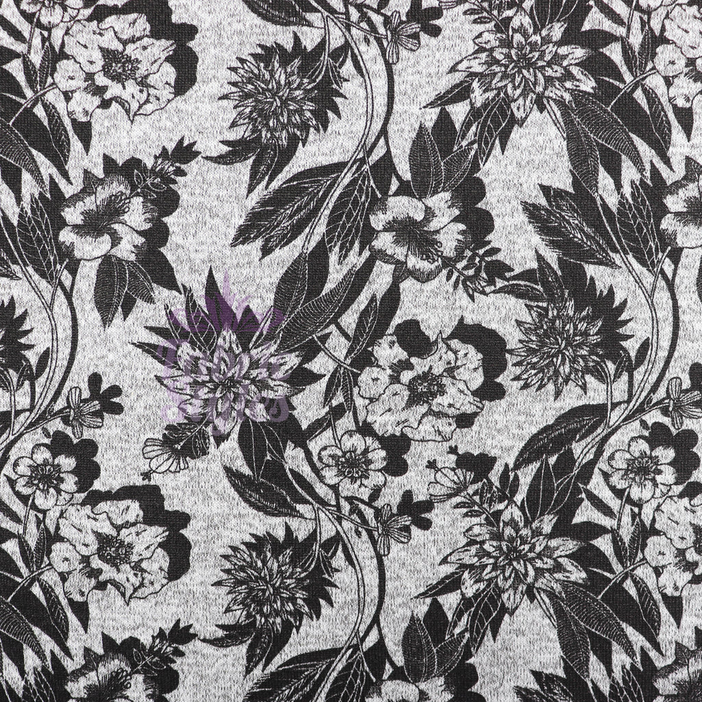 Black Floral Loungewear Fabric