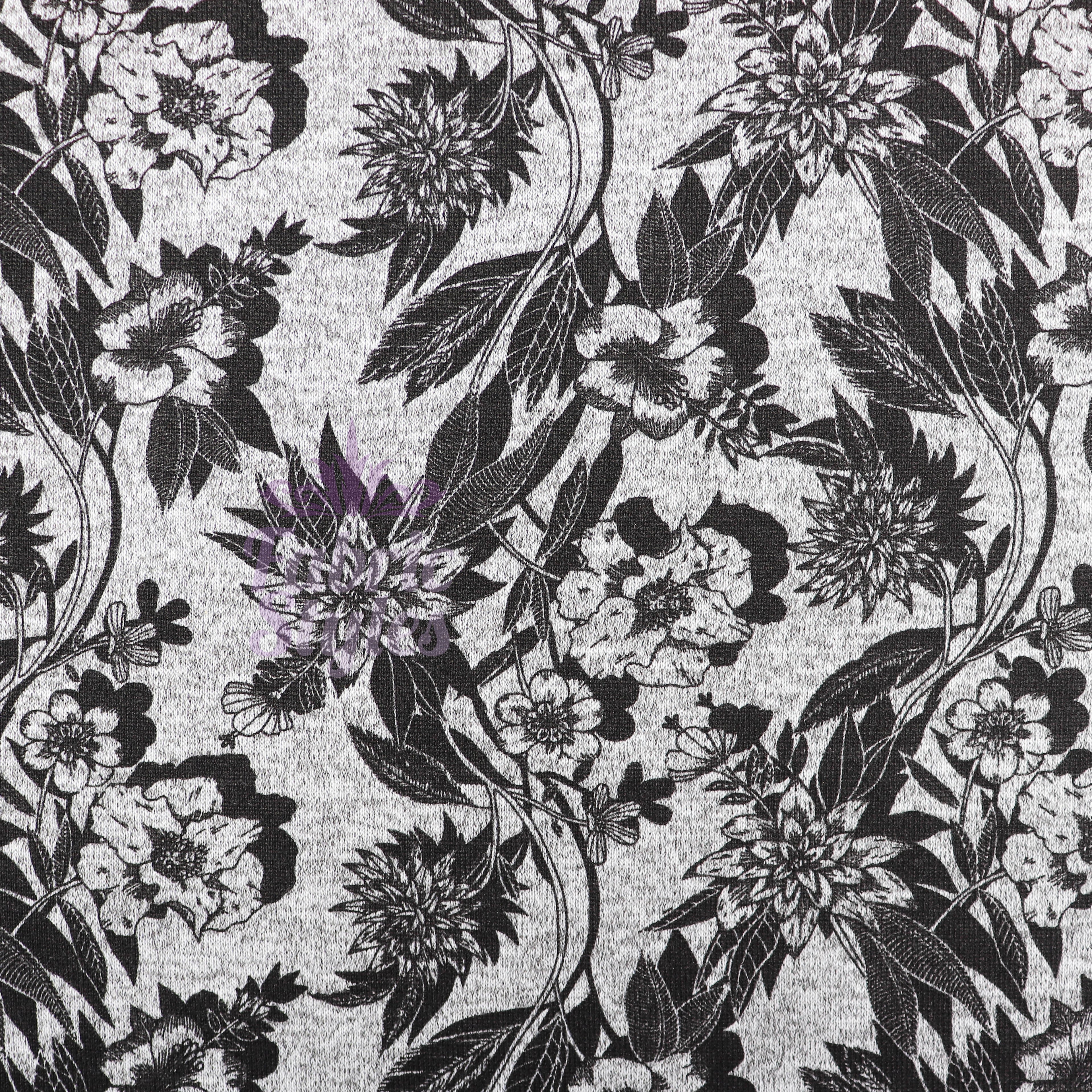 Black Floral Loungewear Fabric